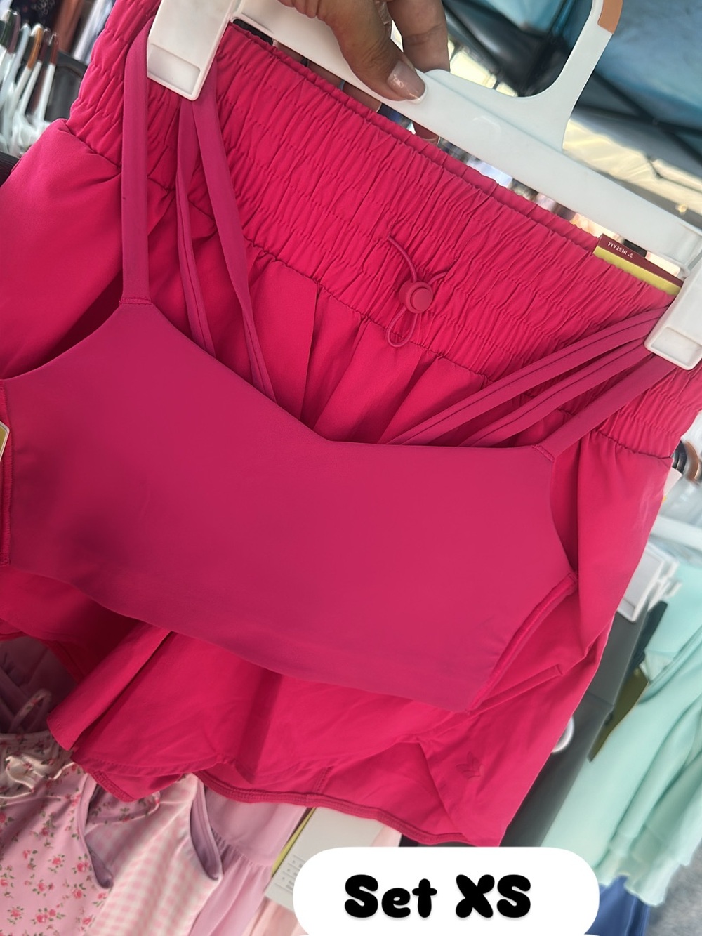All in motion Women's Hot Pink Strappy Crop Top and shorts set
